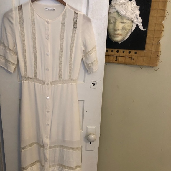 Rebecca Taylor beautiful silk material midi dress in cream color - Picture 2 of 4